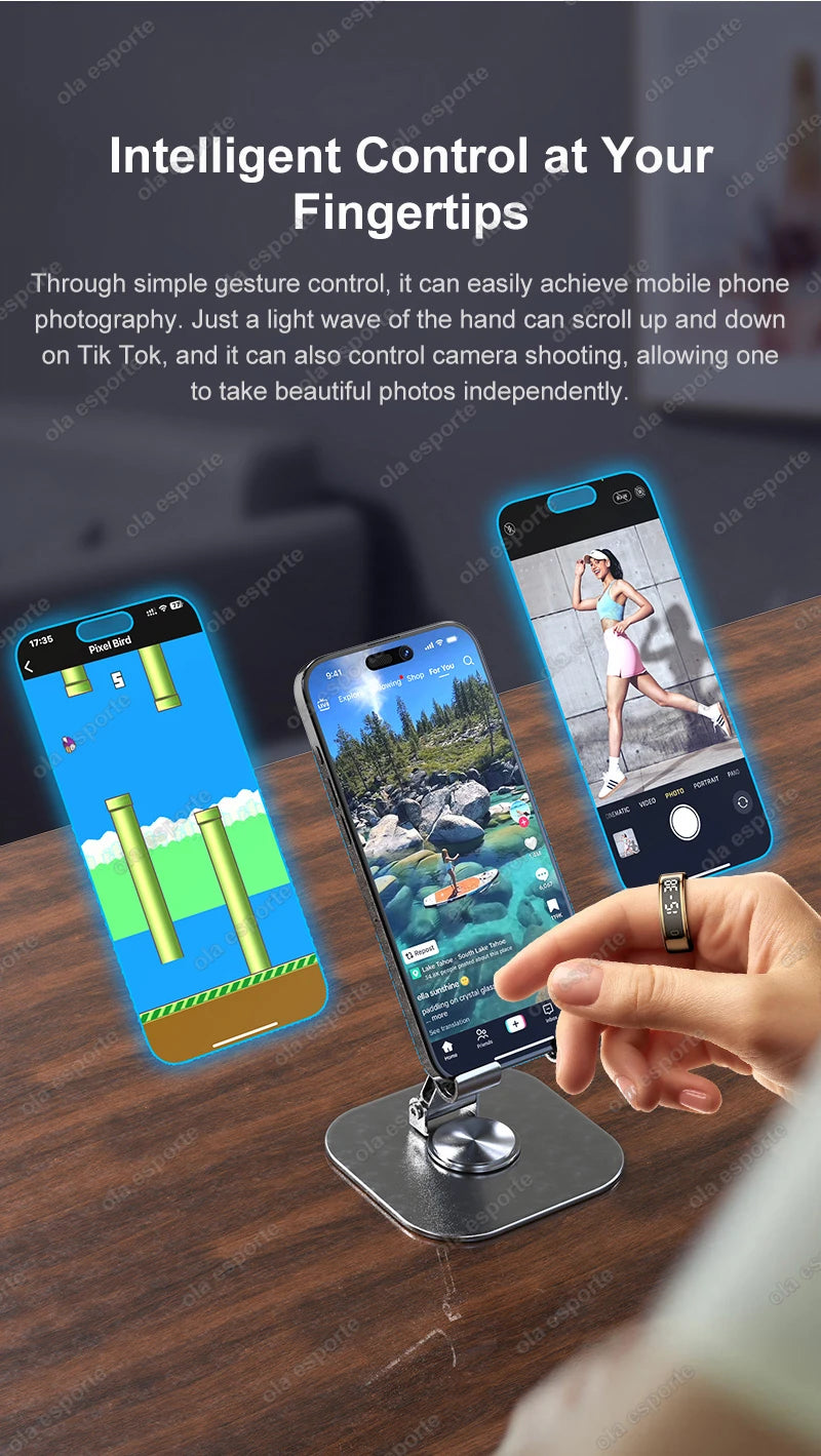 R12 Smart Ring – Touch Display, Health Monitor & Waterproof