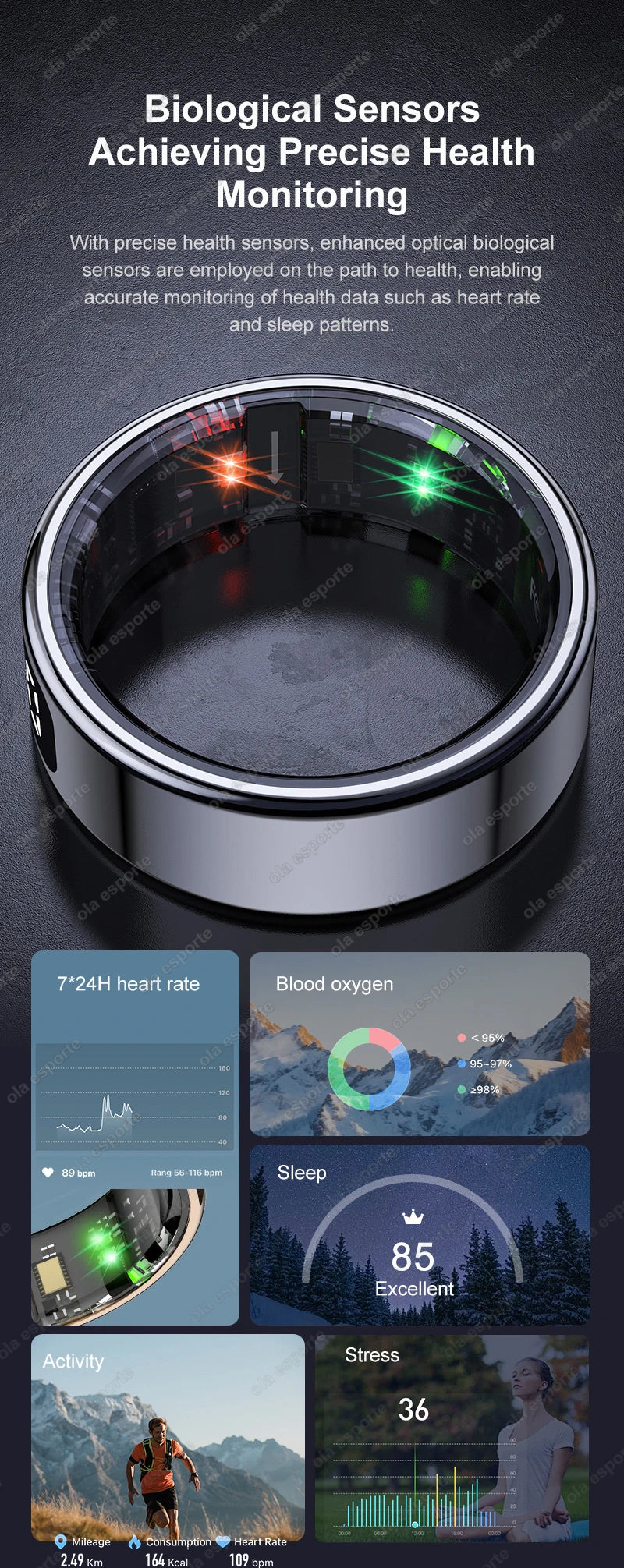 R12 Smart Ring – Touch Display, Health Monitor & Waterproof