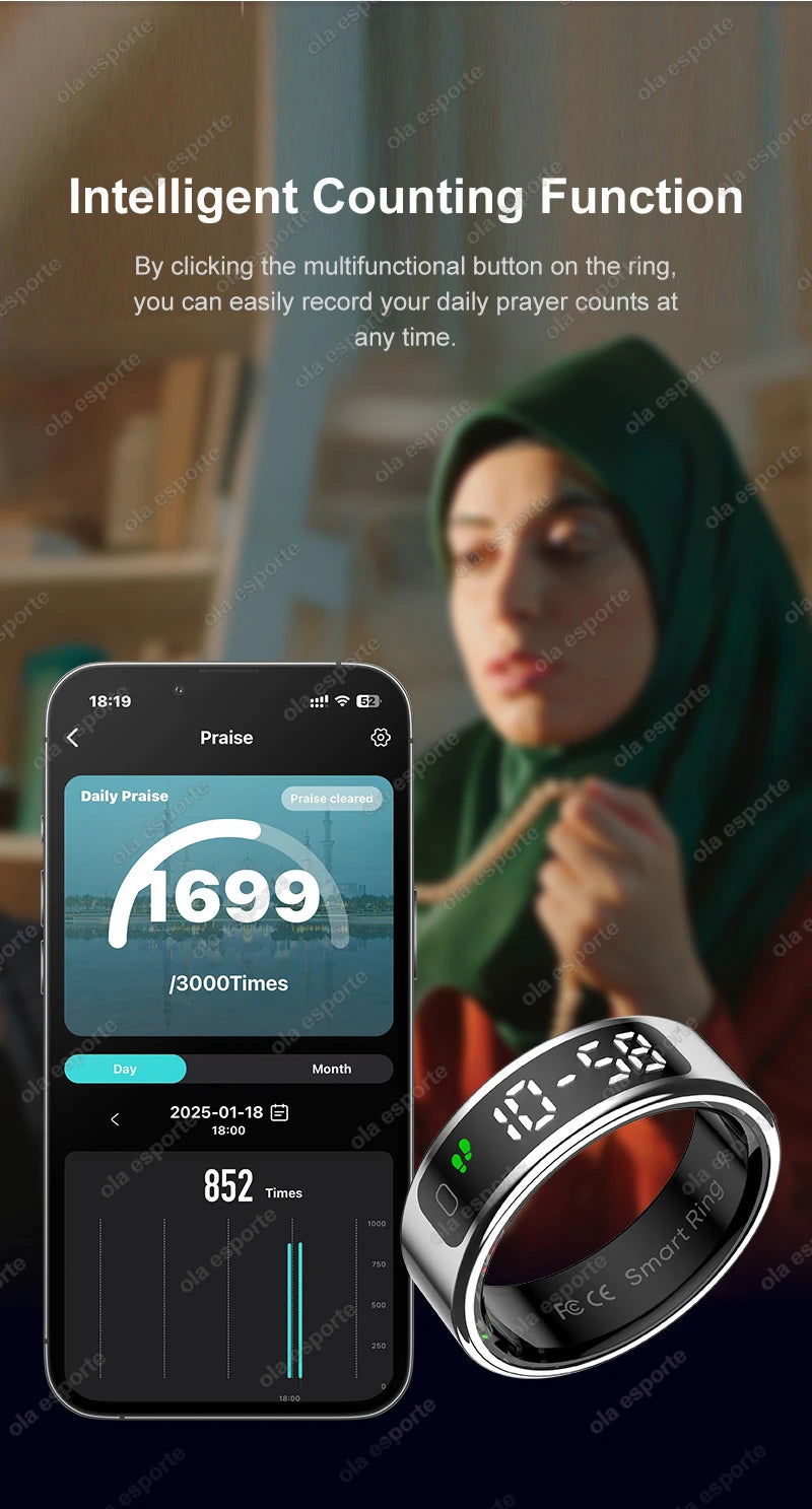 R12 Smart Ring – Touch Display, Health Monitor & Waterproof