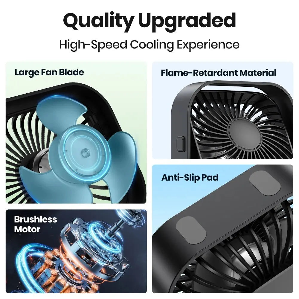 TOPK Mini USB Desk Fan – 3-Speed, 360° Rotatable, Quiet