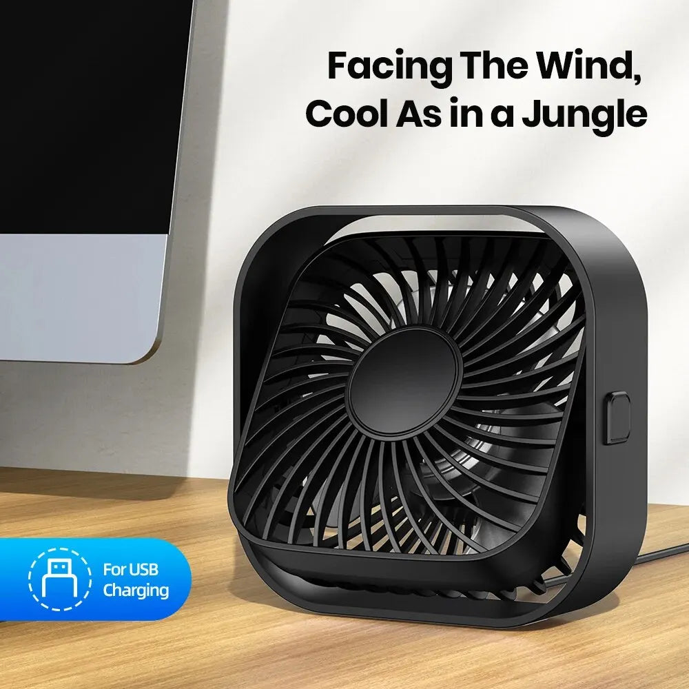 TOPK Mini USB Desk Fan – 3-Speed, 360° Rotatable, Quiet