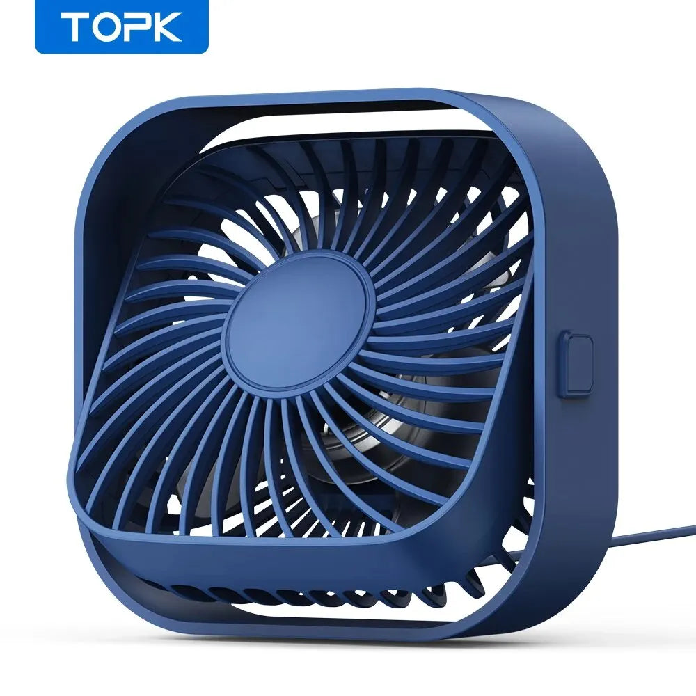 TOPK Mini USB Desk Fan – 3-Speed, 360° Rotatable, Quiet