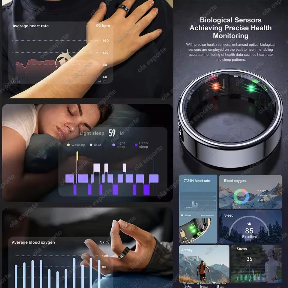 R12 Smart Ring – Touch Display, Health Monitor & Waterproof