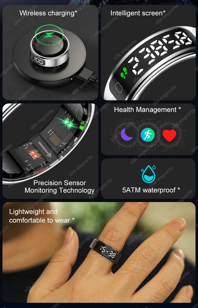 R12 Smart Ring – Touch Display, Health Monitor & Waterproof